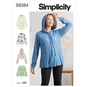 Simplicity S9384 Sewing Pattern Misses Sweatshirt With Hood Pocket Pullover 6-14